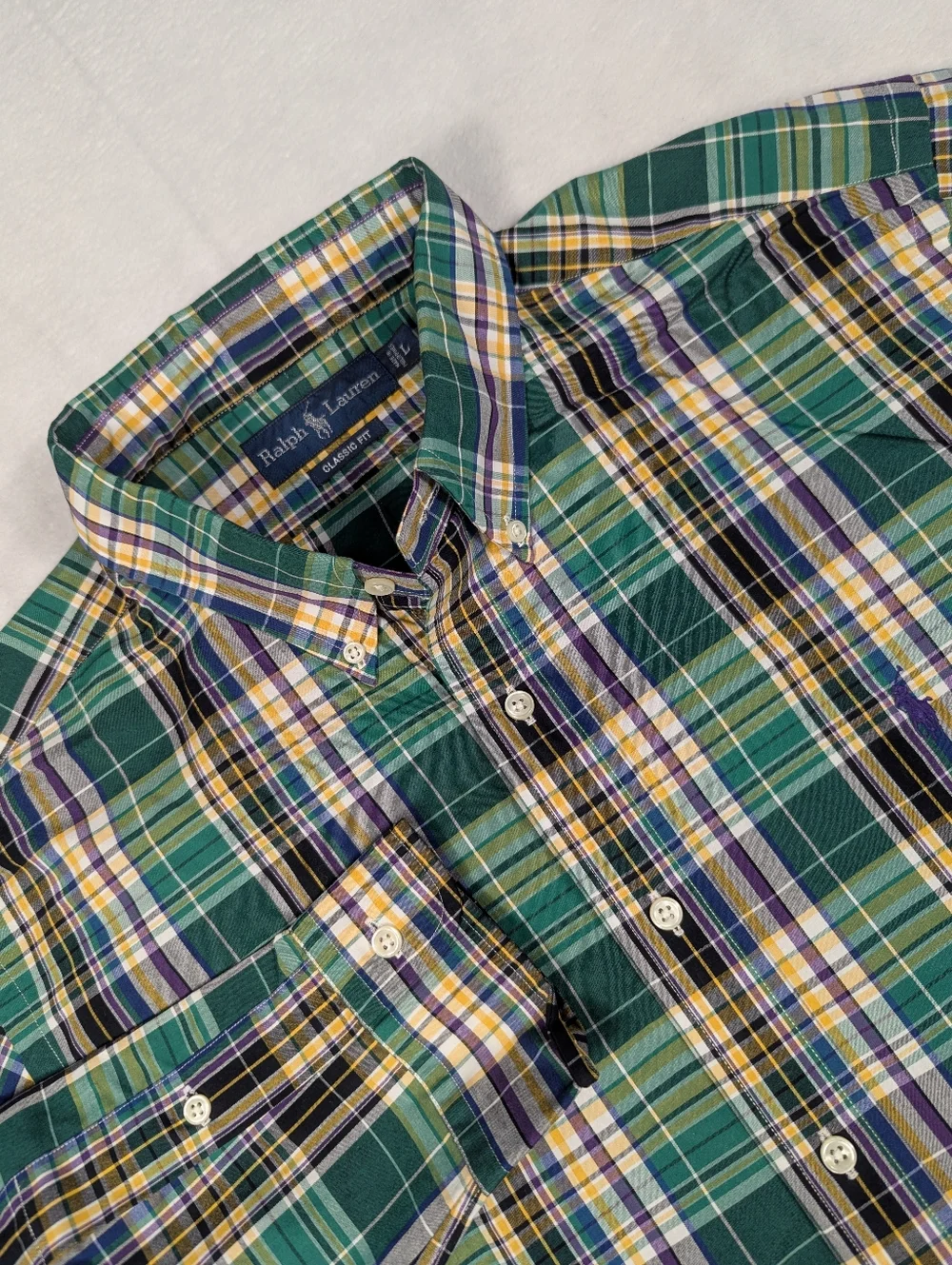 Polo Ralph Lauren Classic Fit Plaid Long Sleeve Button-down Mens Shirt‎ Large